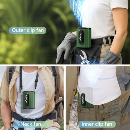 Portable Fan by Coogir, 5000mAh Four-Speed Waist Clip and Neck Model with LED Battery Display