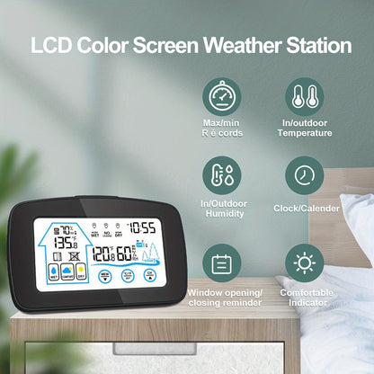 Digital Weather Station | Touch Screen Clock Thermometer Hygrometer