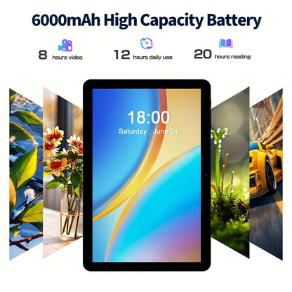 Android Tablet PRITOM 10.1-Inch with Android 14, A523 Octa-Core CPU and 32GB Internal Storage