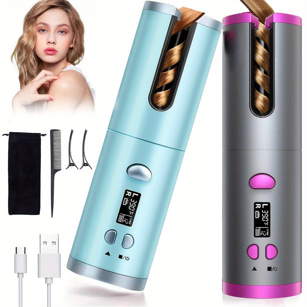 Cordless Automatic Curl-Chamber Iron with Display, USB Charging and Three Color Options Pictured