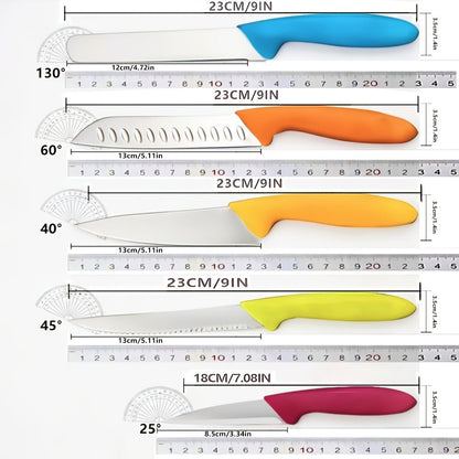 Five-Piece Colorful Paring Knife Set with Steel Blades and Pink, Green, Yellow, Orange and Blue PP Handles
