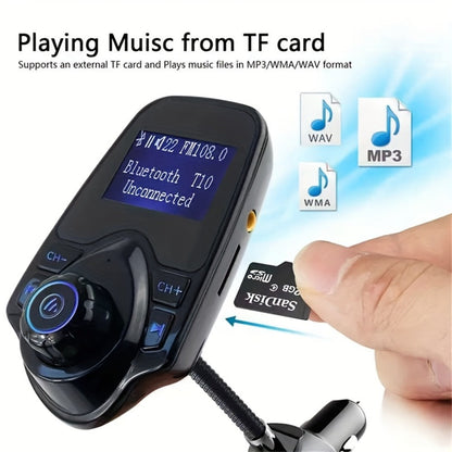 Bluetooth 5.0 Car FM Transmitter Adapter Hands-Free Calling Dual USB Quick Charge Car MP3 Player Wireless Car Kit for iPhone Android Music Streaming