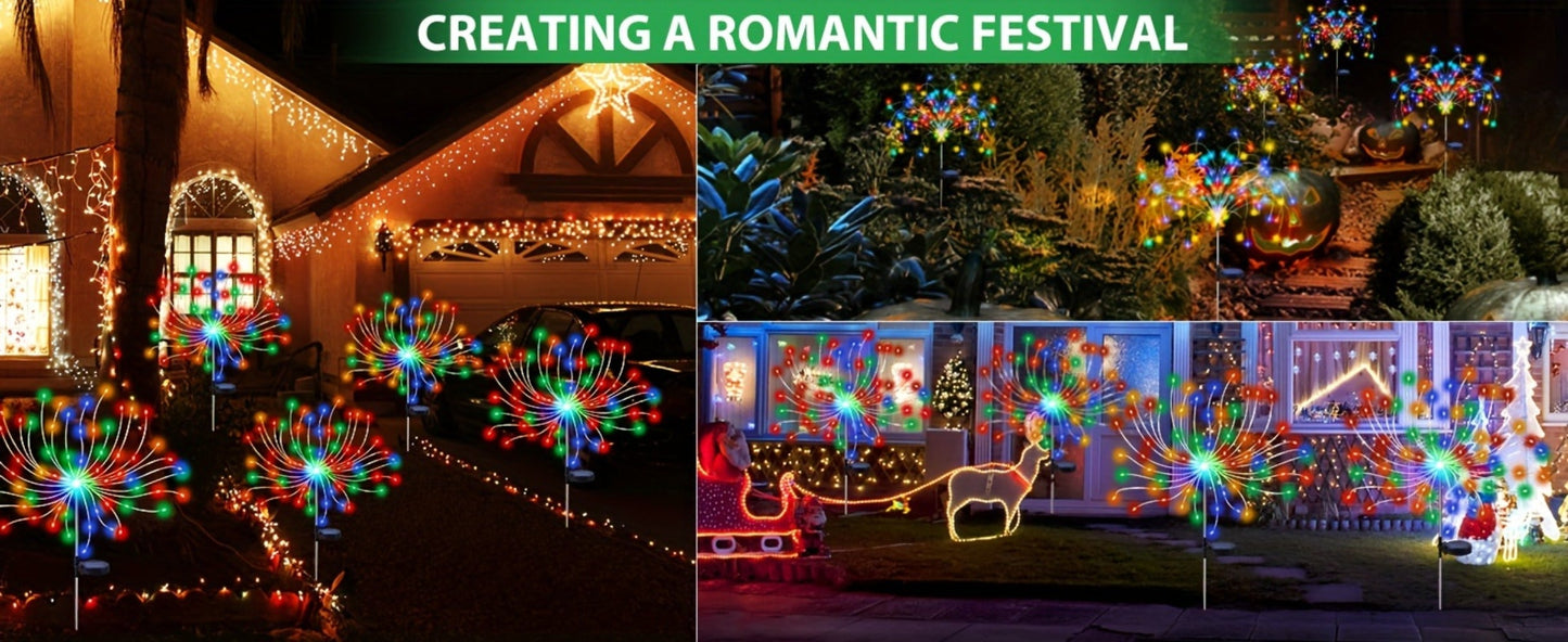Solar Fireworks Lights Outdoor – 60 to 420 LED Solar Garden Fairy Lights with 8 Modes, Waterproof Copper Wire Sparkler Lights for Garden, Patio, Yard, Pathway & Holiday Decoration