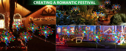 Solar Fireworks Lights Outdoor – 60 to 420 LED Solar Garden Fairy Lights with 8 Modes, Waterproof Copper Wire Sparkler Lights for Garden, Patio, Yard, Pathway & Holiday Decoration