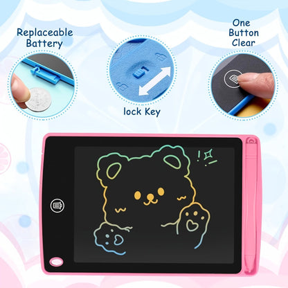 LCD Drawing Tablet, 8.5 Inch Reusable Doodle Pad for Kids, Battery-Powered Educational Toy