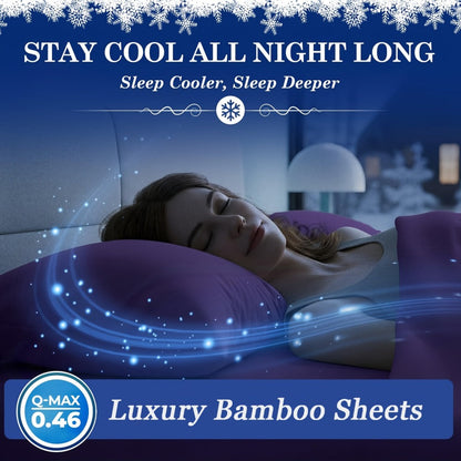 Bed Sheet Set Bamboo-Derived Fabric in 4- or 6-Piece Configuration with Extra-Deep Pocket and Fifteen Colors