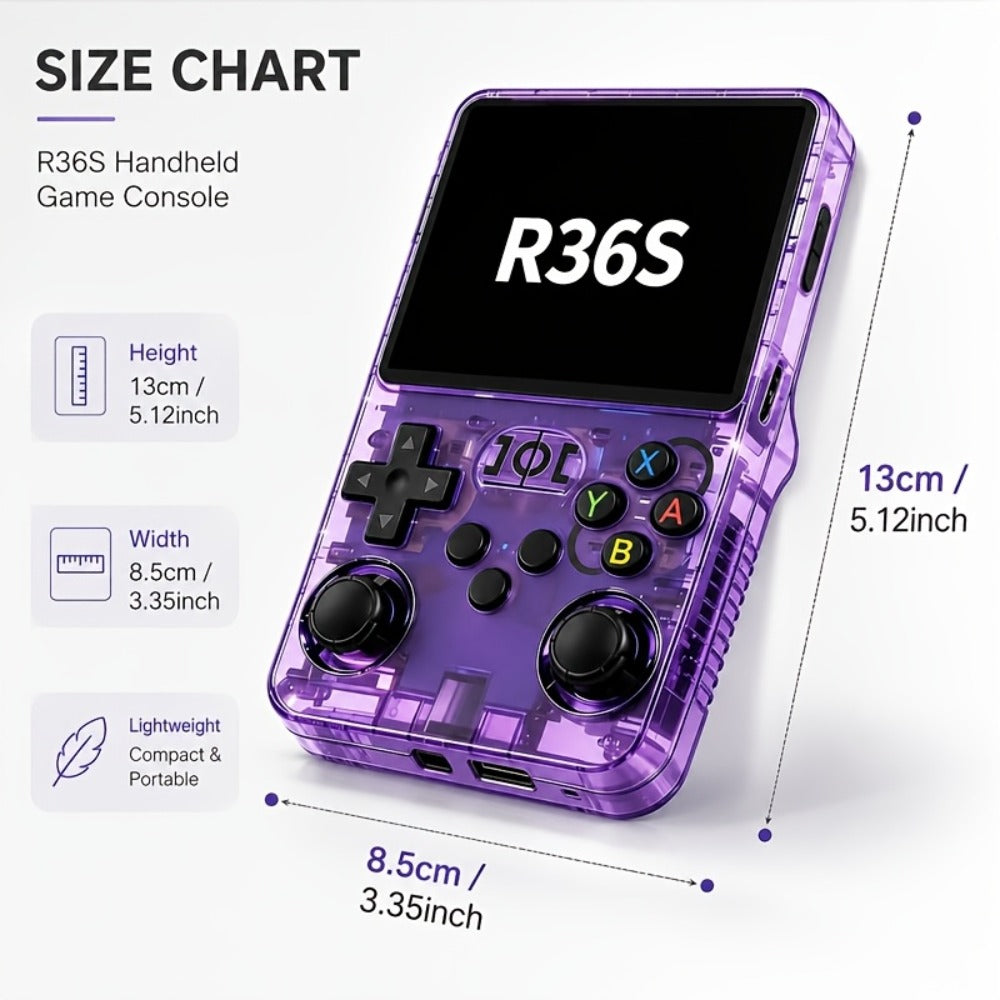 Retro Handheld Game Console R36S2 with 3.5-Inch IPS HD Screen, 3000mAh Battery, TF Card Expansion & HD TV Output – Portable Plug and Play Emulator Gaming Device, 5 Colors, Gift for Kids & Adults