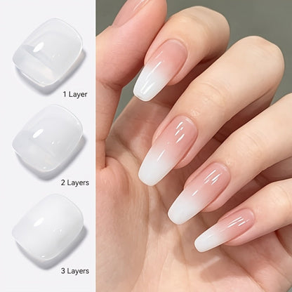 Jelly Gel Nail Polish Translucent 10ml – Glass Nail Look, 30-Day Soak-Off Semi-Permanent UV LED, Milky White Snow Glitter Pink Nude Shades, Buildable Salon Quality for Women