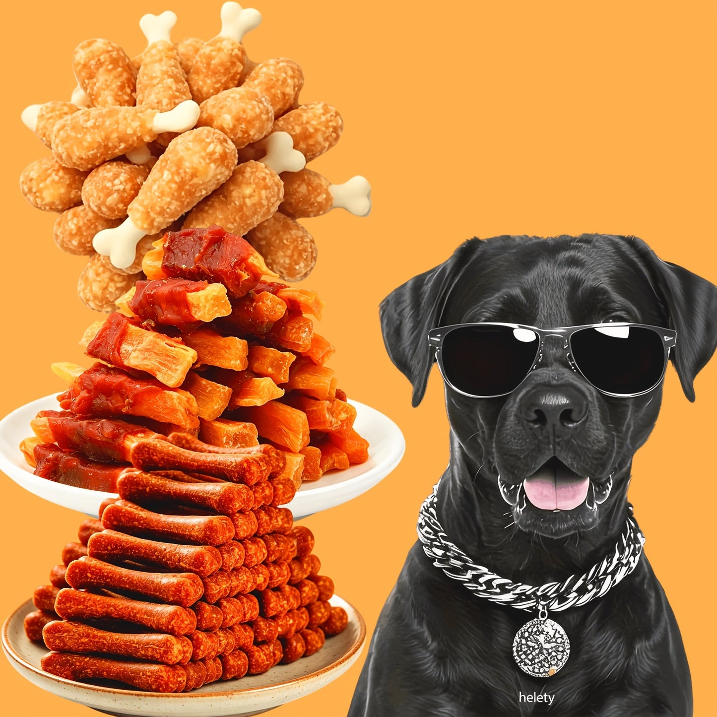 Dog Treats Duck Jerky, Chicken Pieces and Beef Sausage Assortment with Four Retained Flavor Options