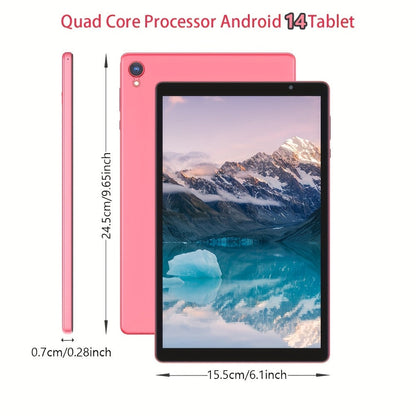 10 Inch Android 14 Tablet, 4GB RAM 32GB ROM 1TB Expandable Storage, WiFi 6 6000mAh Long Battery, 1280x800 IPS HD Touchscreen Dual Camera Quad-Core, Portable Tablet for Kids Adults Students Home School Travel – Pink Blue Purple