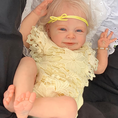 Reborn Doll Sebastian 19-Inch Soft Vinyl Figure with Hand-Rooted Blonde Hair, Open Eyes and Accessory Set