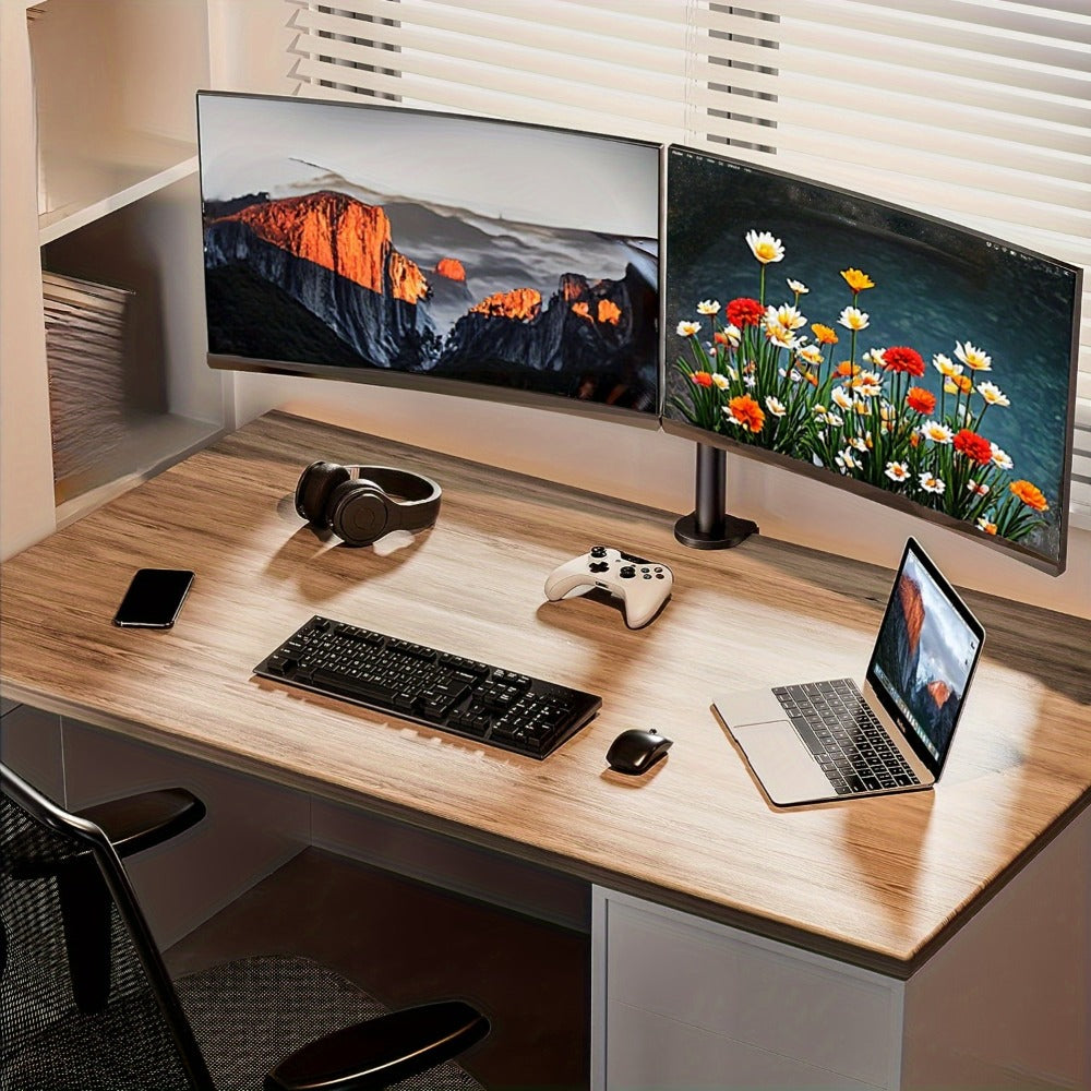 Single & Dual Monitor Mount for 13-32 Inch Screens, VESA Desk Mount Arm, 19.8 lbs Capacity, 16.3" Height Extension, ±45° Tilt ±90° Swivel, Heavy-Duty Steel C-Clamp & Grommet Base, Space-Saving Home Office Stand