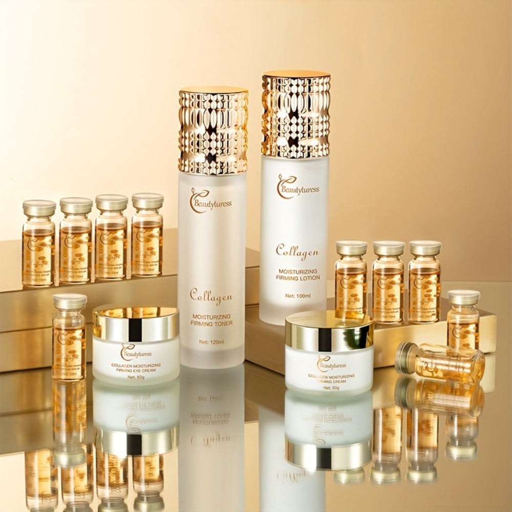 Skincare Set with Beautyluress Label, 14 Collagen Hyaluronic Acid and Niacinamide Product Pieces