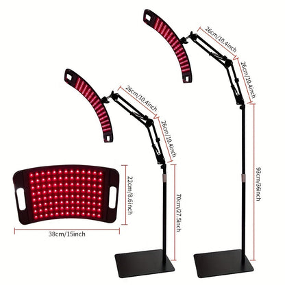 Curved Red and Near-Infrared LED Light Panel with 15 x 8.6-Inch Head, Adjustable Floor Stand and Articulating Arm