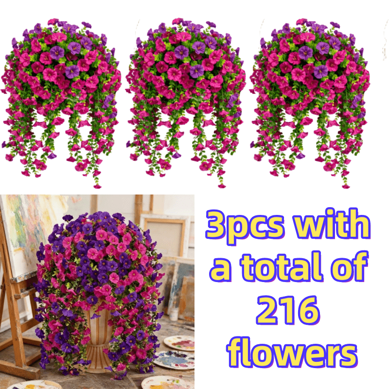 Three-Piece Artificial Rose Vine Garland with 216 Listed Flowers in Twelve Exact Color Combinations