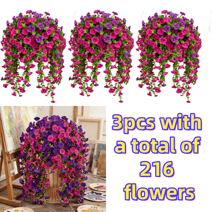 Three-Piece Artificial Rose Vine Garland with 216 Listed Flowers in Twelve Exact Color Combinations