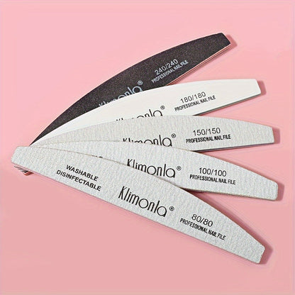 10-Piece Mixed Half-Moon Nail File Set with 80/80, 100/100, 150/150, 180/180 and 240/240 Grit Labels