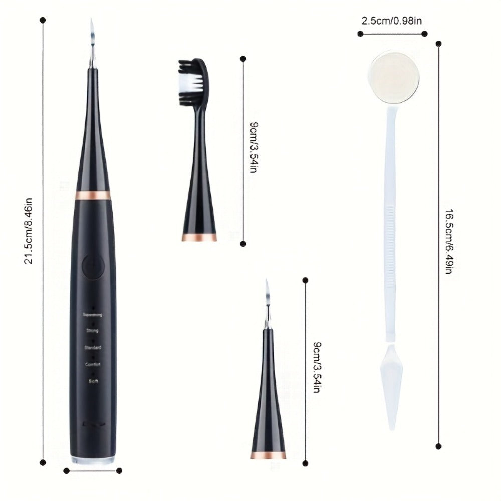 Electric Toothbrush Kit with Five Brush Heads, Two Accessory Cleaning Heads, USB Charging and Travel Case