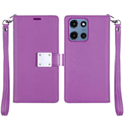 Folio Wallet Case for Motorola Moto G 5G 2025 with Five Card Slots, Cash Pocket and Kickstand
