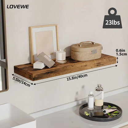 Floating Shelves for Wall 4pcs 15.8in – Wall Mounted Shelf with Invisible Bracket for Bathroom, Living Room, Bedroom, Kitchen, Office Decor | Brown, White, Black