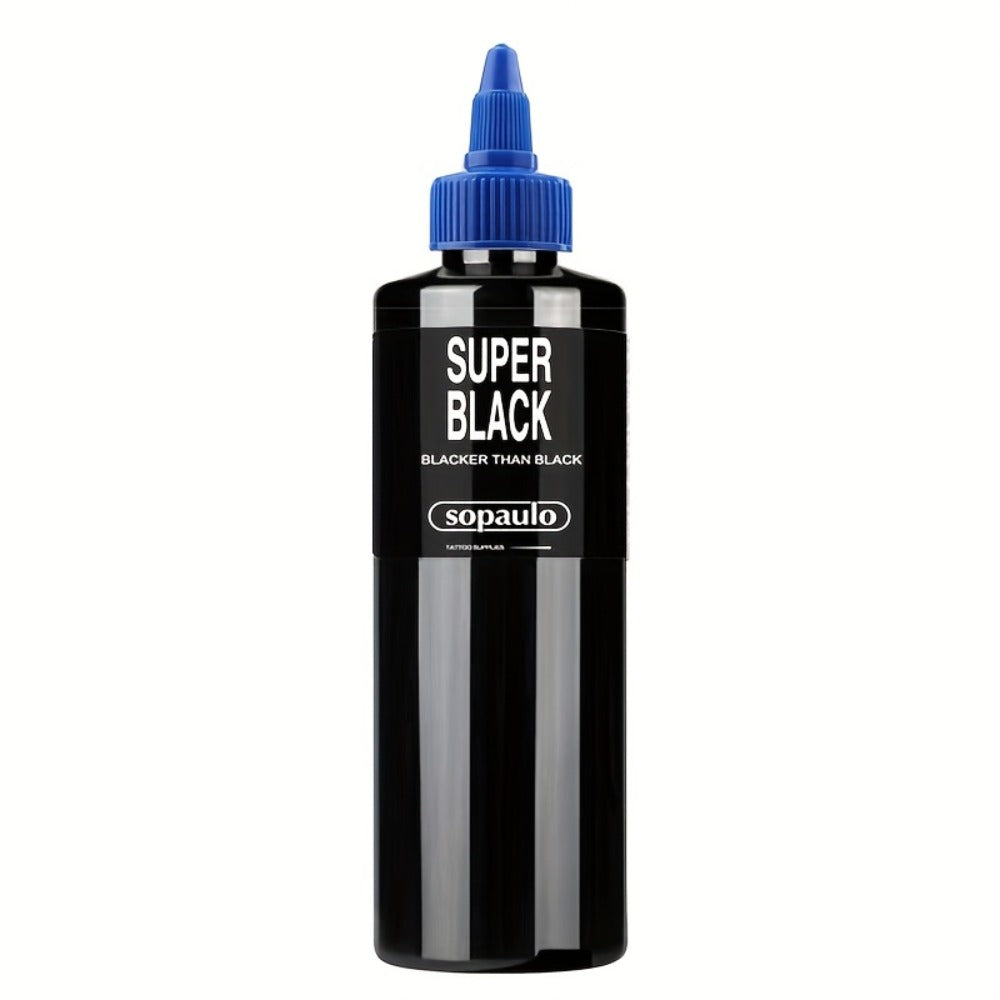 Tattoo Ink 8oz 240ml Single Black Bottle with Ultra-Dark Source Color Label and Large-Capacity Format