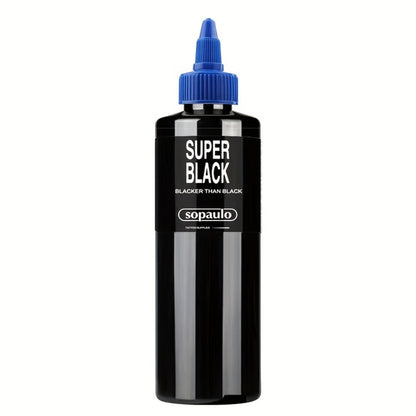 Tattoo Ink 8oz 240ml Single Black Bottle with Ultra-Dark Source Color Label and Large-Capacity Format