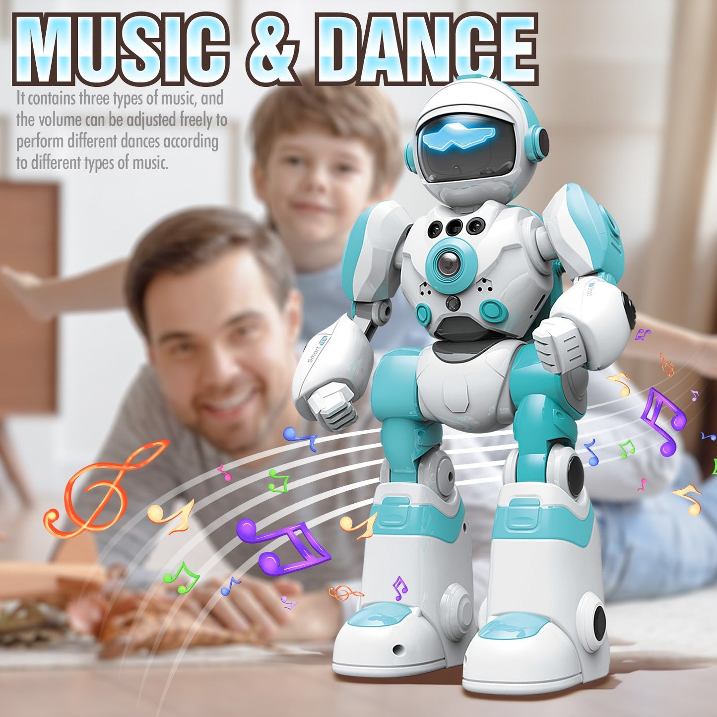 Gesture Control RC Robot Toy for Kids – Voice Recording, Programming, EMO LED Infrared Intelligent Interactive Robot, STEM Gift for Boys Girls Ages 6 7 8 9 10, Birthday Christmas (Green/Blue/Yellow)