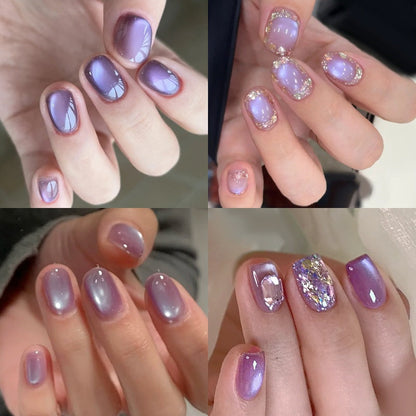 Cat Eye Gel Nail Polish Set 6 Colors Purple – Magnetic Soak Off UV LED Gel Polish 10ml Each, Ultra-Bright Cat Eye Effect, Long Lasting 30 Days, Nail Art Gel for Women Salon Home DIY