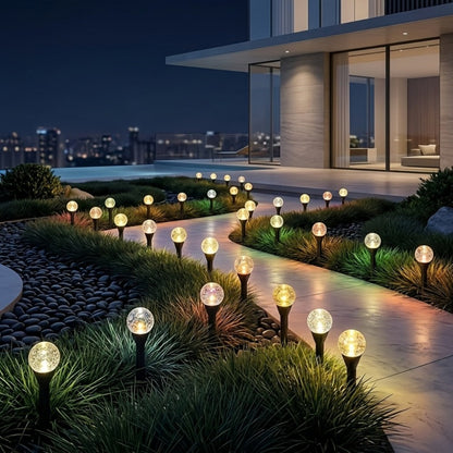 Solar Garden Lights Outdoor 30 Pack Crystal Bubble Ball Ground Spike LED - 8 Modes Waterproof Solar Powered Landscape Fairy Lights for Yard Lawn Pathway Patio Camping Christmas Holiday Decoration