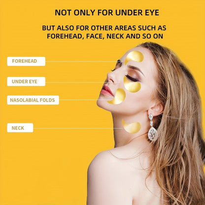 30-Pair ALIEORY Gold-Tone Under-Eye Patch Box with Individual Pouches and Collagen and Hyaluronic Acid Wording