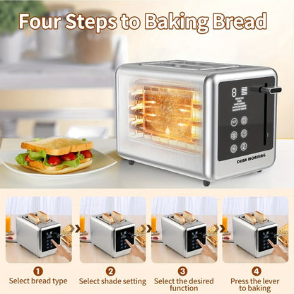 Touch-Screen Two-Slice Toaster with Seven Browning Levels, Five Modes and Stainless-Tone Housing