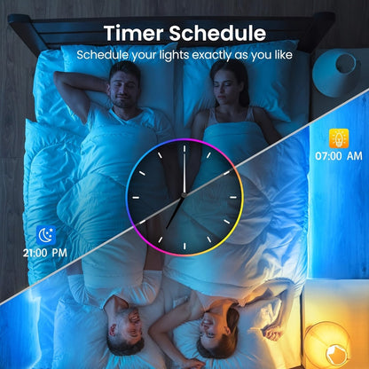 RGB LED Light Strip 50ft 100ft 130ft 16 Million Colors Music Sync – App & 24-Key Remote Control, Color Changing LED Strips for Bedroom, Game Room, Dorm & Party Decoration