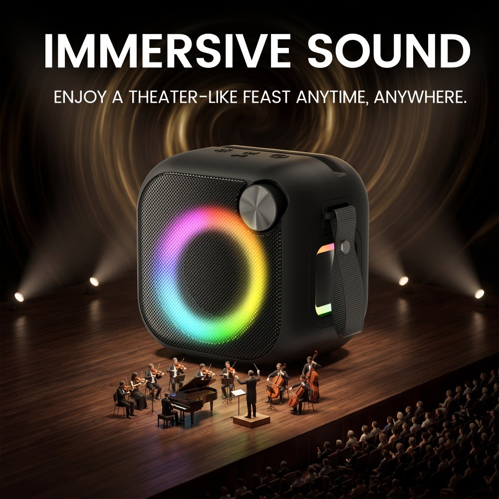 Bluetooth Speaker Square RGB Desktop Model with Phone Stand, USB, TF, AUX Playback, Type-C Charging and Five Colors