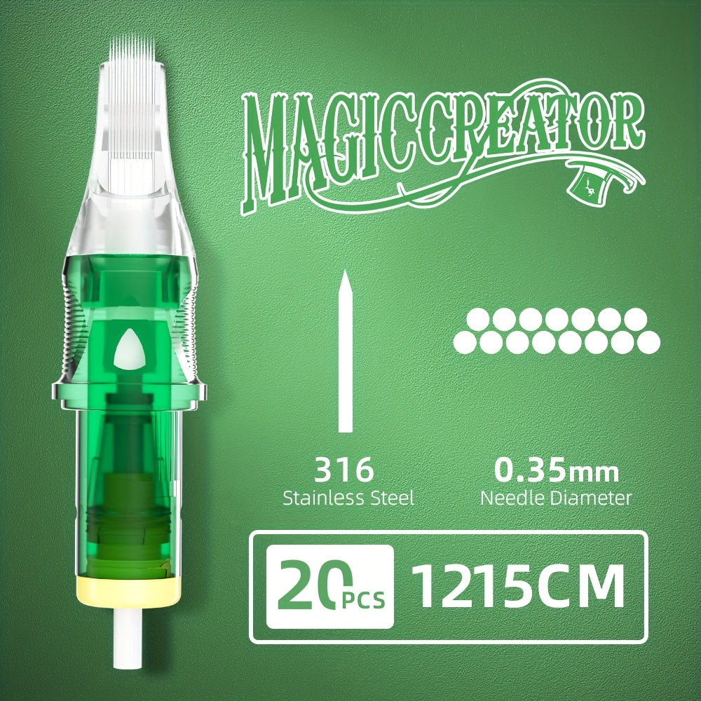 Disposable Tattoo Needles 20pcs Mixed Set RL RS M1 C-M — Multi-Gauge High Transparency Cartridge, Lasting Sharpness, Ample Ink Capacity, for Professional Artists & Beginners
