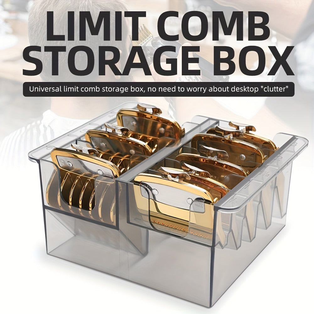 Clear 8-Slot Barber Tool Organizer Box with Lid for Clipper Guards, Combs and Grooming Accessories