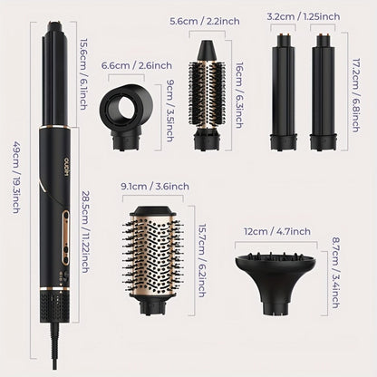 OUDIM 6-in-1 Hot Air Brush Hair Styling Tool with 110,000 RPM Motor, Foldable Handle and Storage Bag