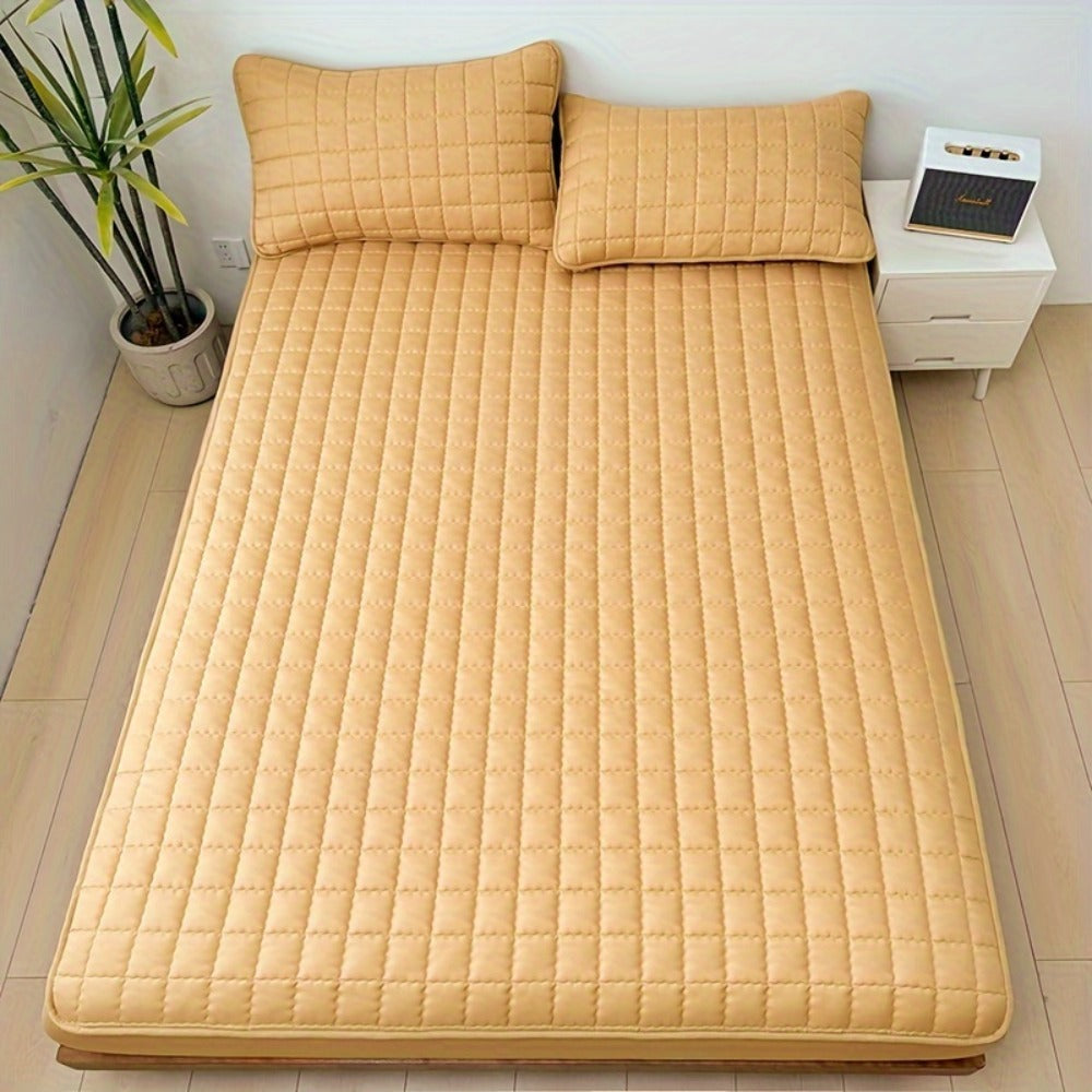 Channel-Quilted Fitted Mattress Protector in Six Colors and Full, Queen or King Size Options