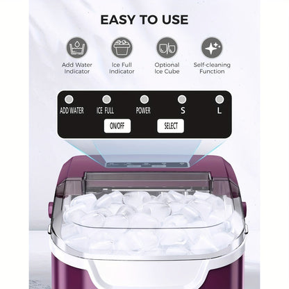 Portable Ice Maker Machine 26 Lbs/Day - Countertop Ice Maker Makes 8 Ice Cubes in 6 Minutes, 2 Ice Sizes, Self-Cleaning with Basket & Scoop for Home Kitchen Party Camping Bar RV, 4 Colors Available