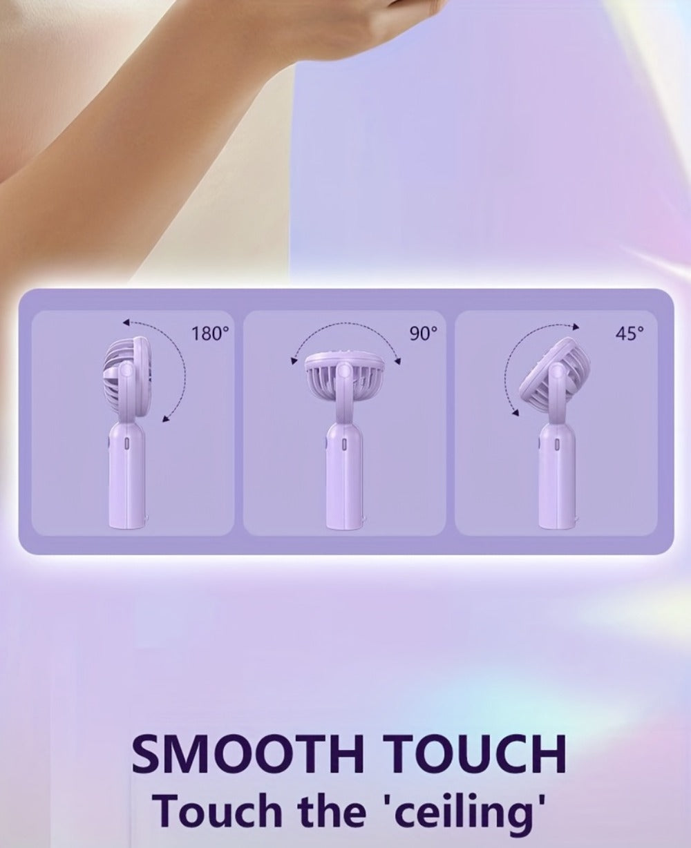 Mini Handheld Fan Set with Pivoting Heads, Three Speeds, USB-C Charging and 3- or 6-Piece Color Packs