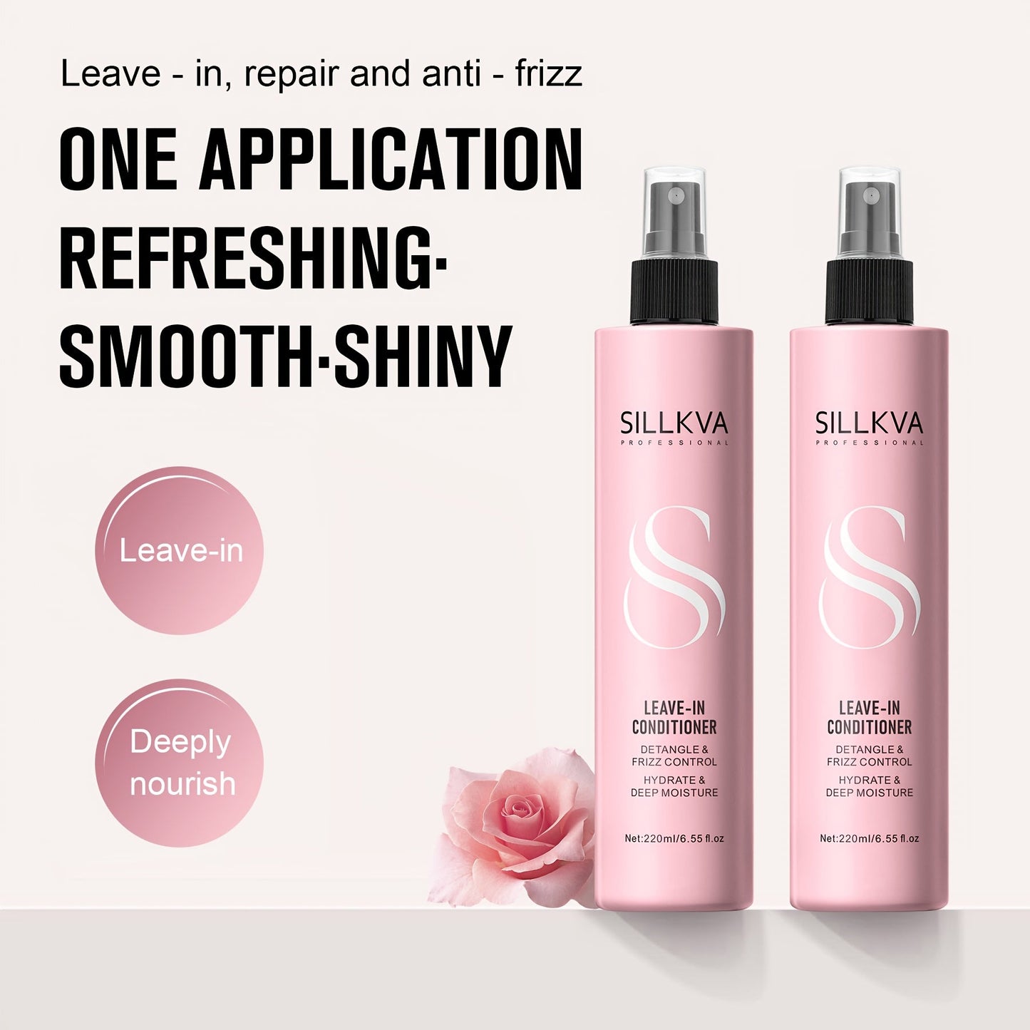 Leave-In Conditioner Spray with Heat Protectant 6.55oz — Deep Conditioning Anti-Frizz No-Rinse Hair Spray, Instant Hydration Shine for Dry Damaged Color Treated All Hair Types Women