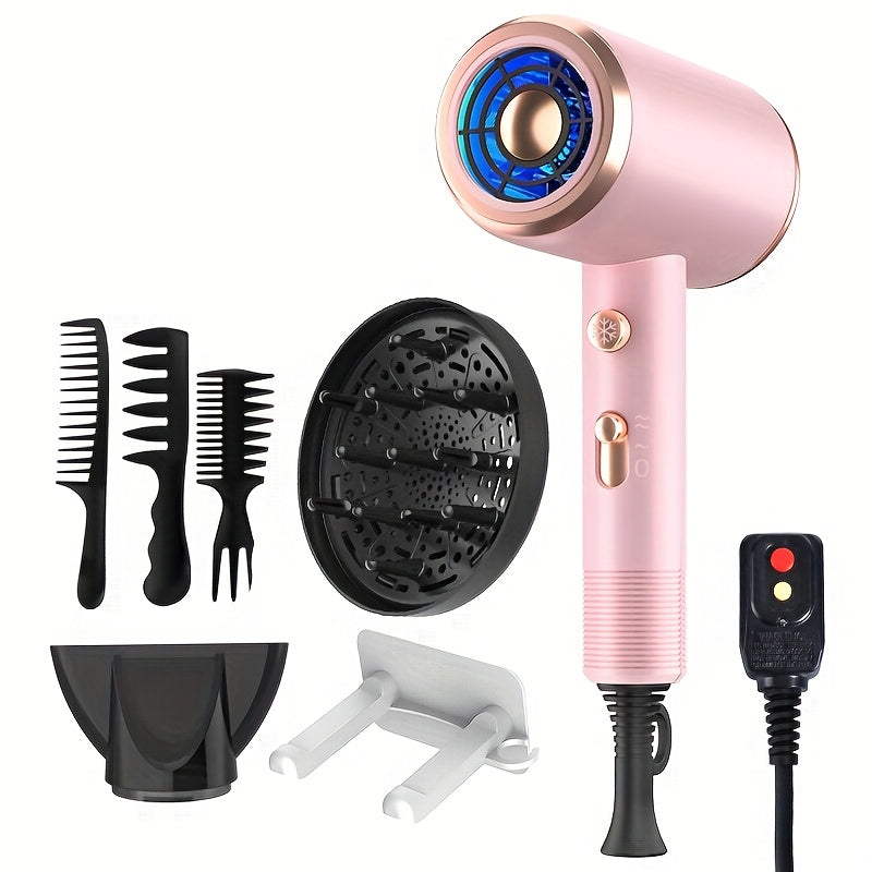 Hair Dryer Hair Styling Tool with 1600W Motor, Six Attachments and Six Color Options for Home Use