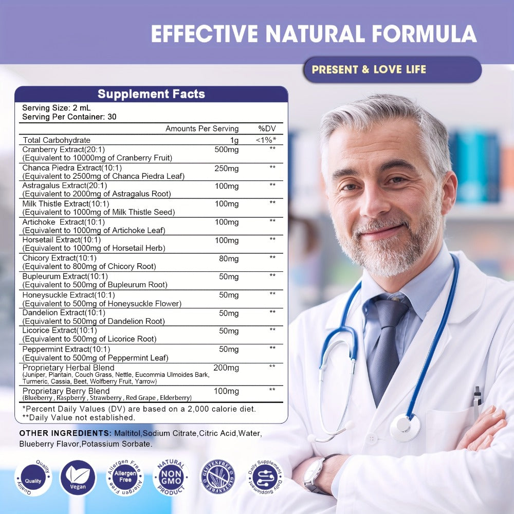 Milk Thistle Liver & Kidney Support Liquid Supplement 27-in-1 Vegan Herbal Formula — Alcohol-Free Fast-Absorbing Detox | Liver Enzyme Balance Kidney Filtration Urinary Wellness | 60ml or 120ml