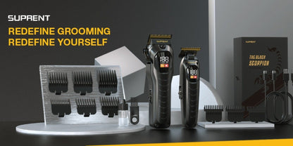 Hair Clippers & Beard Trimmer Set for Men - SUPRENT Professional Cordless Grooming Kit with T-Blade Trimmer