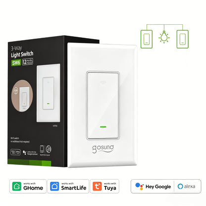 3-Way WiFi Smart Light Switch – Gosund Single-Pole & 3-Way Wall Switch, Works with Alexa & Google Home, Schedule, Timer, Voice & App Control, No Hub, Neutral Wire Required, FCC Certified (1/2/4 Pack)