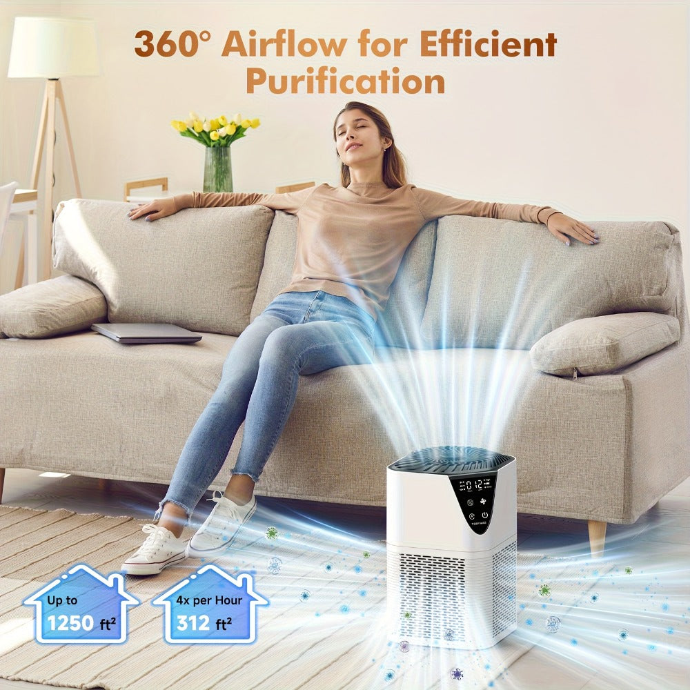 Air Purifier TDBYWAE with H13 Three-Stage Filter, 1750 Sq Ft Source Value, PM2.5 LCD, 25dB Mode and Timers