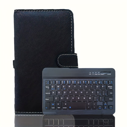 Foldable Bluetooth Keyboard Full Size Wireless Portable with PU Leather – Compact Folding Design for iPhone iPad Android Tablets Laptops | Black Pink Blue | Business Travel Typing Keyboard