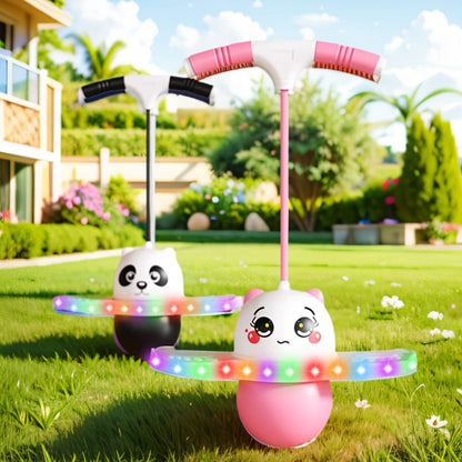 LED Pogo Ball with 80cm Handle, 43cm Bounce Board, Thick Pedals and Pink or Black Color Options