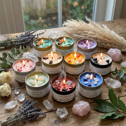 3oz Decorative Tin Candle or Two-Piece Crystal and Guidance Card Set with Multiple Label Pairings