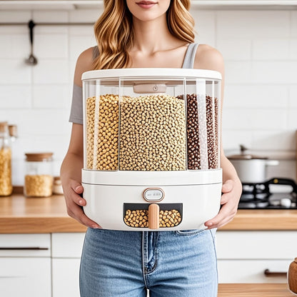 Rotating Grain Food Storage Organizer with Six Compartments and 13lb or 22lb Capacity Options