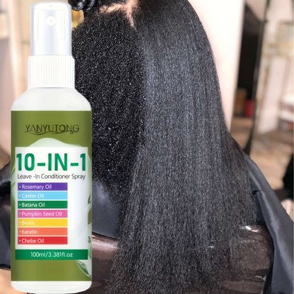 10-in-1 Hair Treatment Spray 100ml with Argan Oil Batana and Rosemary - Anti-Breakage Split End Repair Frizz Control Shine Boost Leave-In Spray for Dry Damaged Hair Women and Men